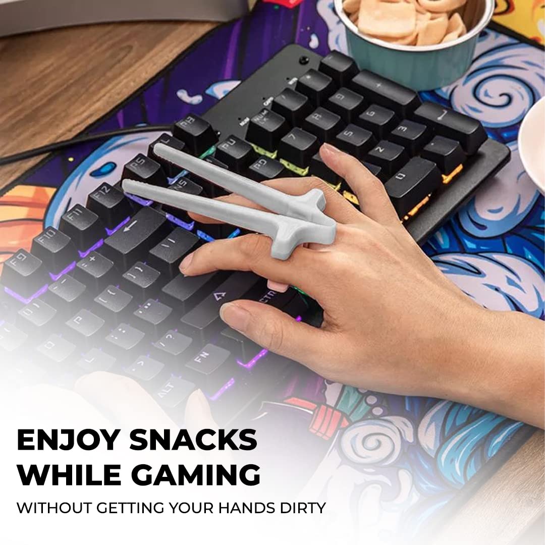 4pcs Multicolor Reusable Finger Chopsticks for Snacking - Gaming Chopsticks, Snack Tongs & Chip Grabber - Perfect Christmas Gift for Gamers (Great for Gaming Sessions, Movie Nights & Party Snacks)