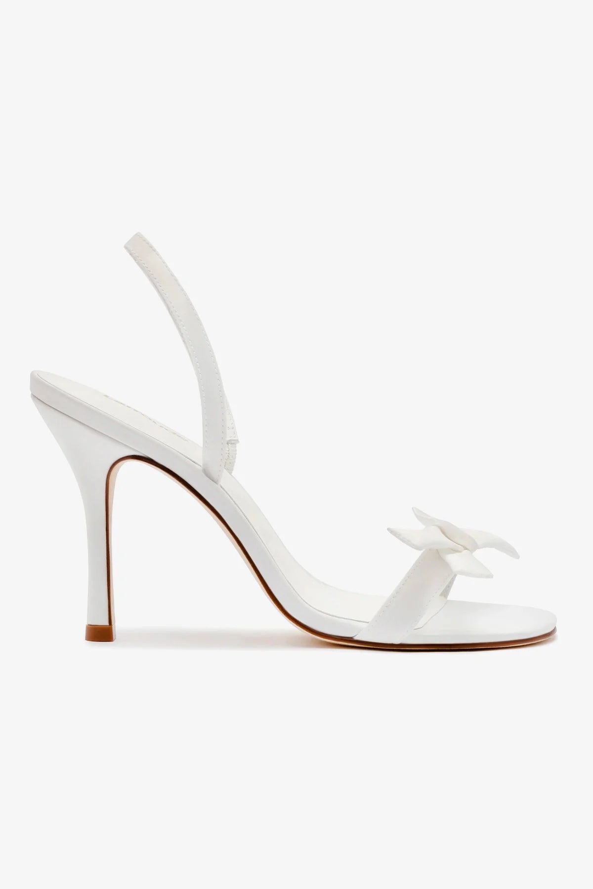 Larroudé x Markarian White Satin Bridal Sandals - Elegant Wedding Shoes for Brides, Bridesmaids & Formal Events