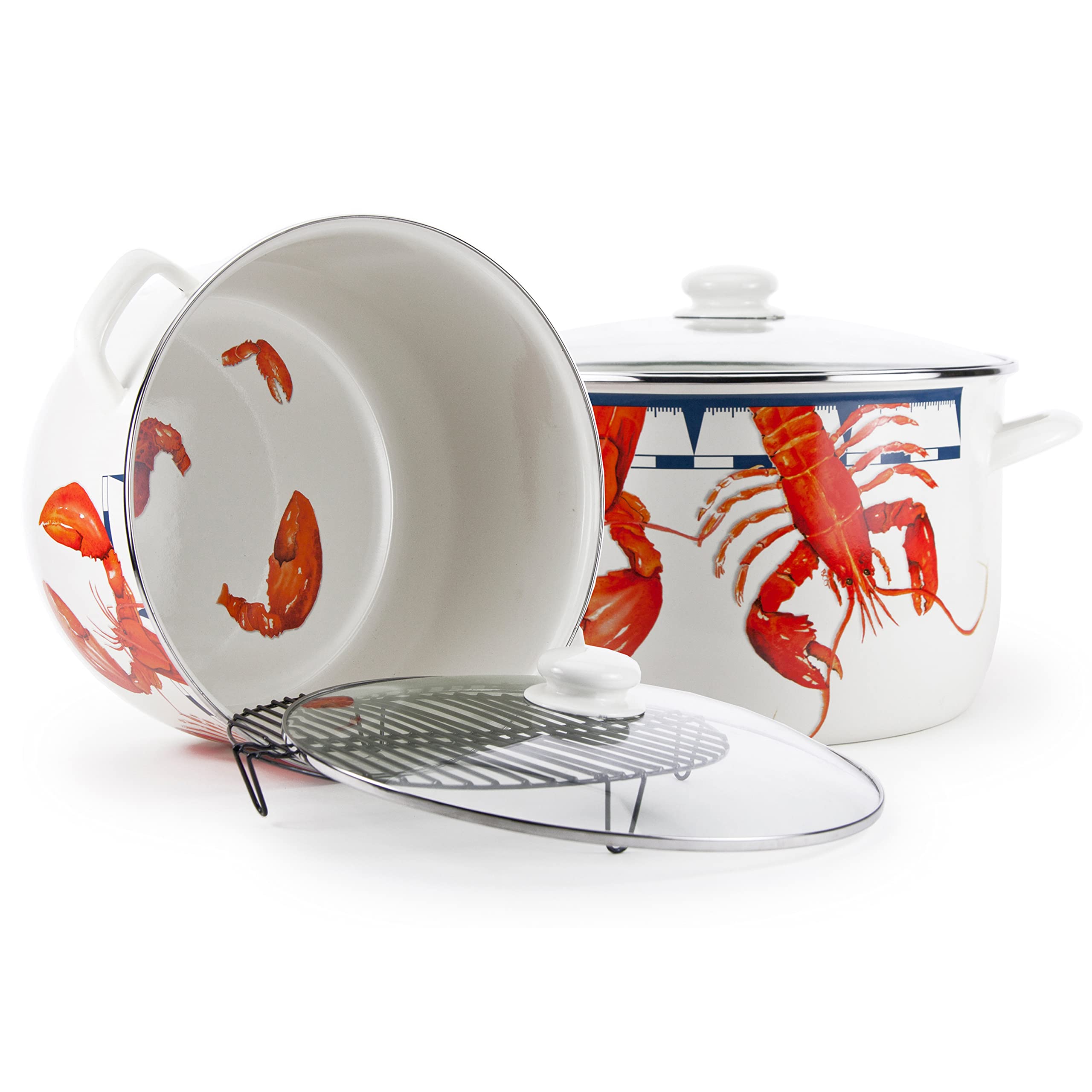 Golden Rabbit Enamelware 18 Quart Stock Pot - Large Cooking Pot for Lobster, Soup, Stew & Pasta | Durable Enamel Coated Pot for Home Kitchen & Restaurant Use