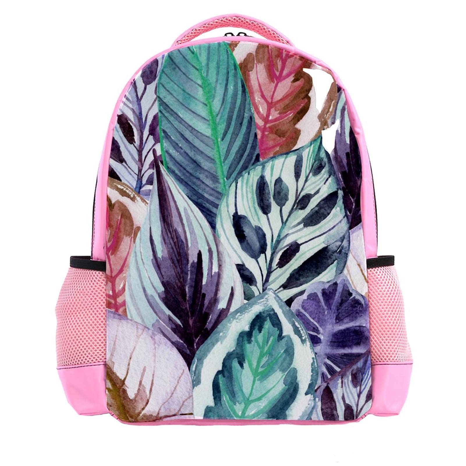 **Pink Backpack for Women & Girls - Stylish Shoulder Bag for College, Travel & School - Unique Leaf Design - Perfect for Daily Commute, Outdoor Adventures & Campus Life**