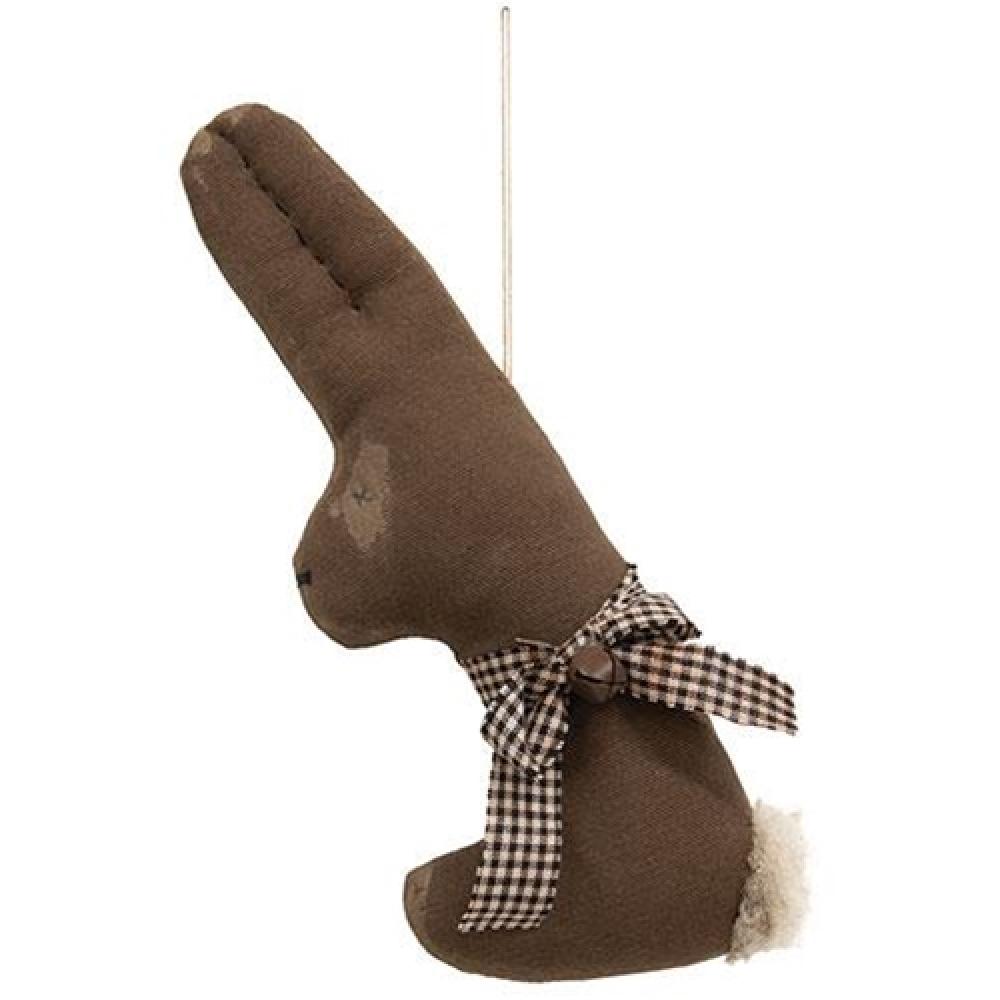 Handmade Primitive Chocolate Bunny Easter Ornament - Rustic Farmhouse Decor for Easter Tree, Spring Wreath & Holiday Home Decor