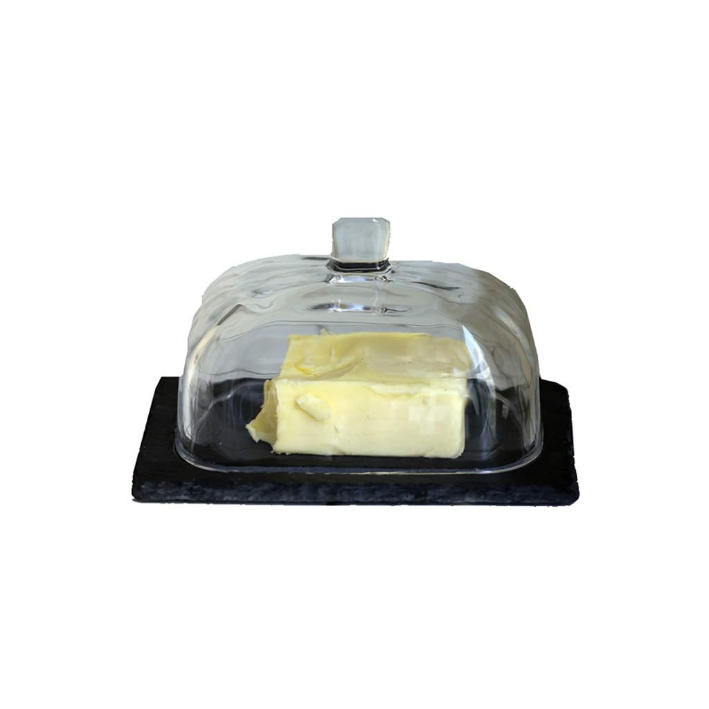 Japanese Style Glass Butter Dish with Lid - Airtight Kitchen Container for Butter, Paste & Seasoning | Elegant Black Tableware for Dining, Breakfast & Entertaining