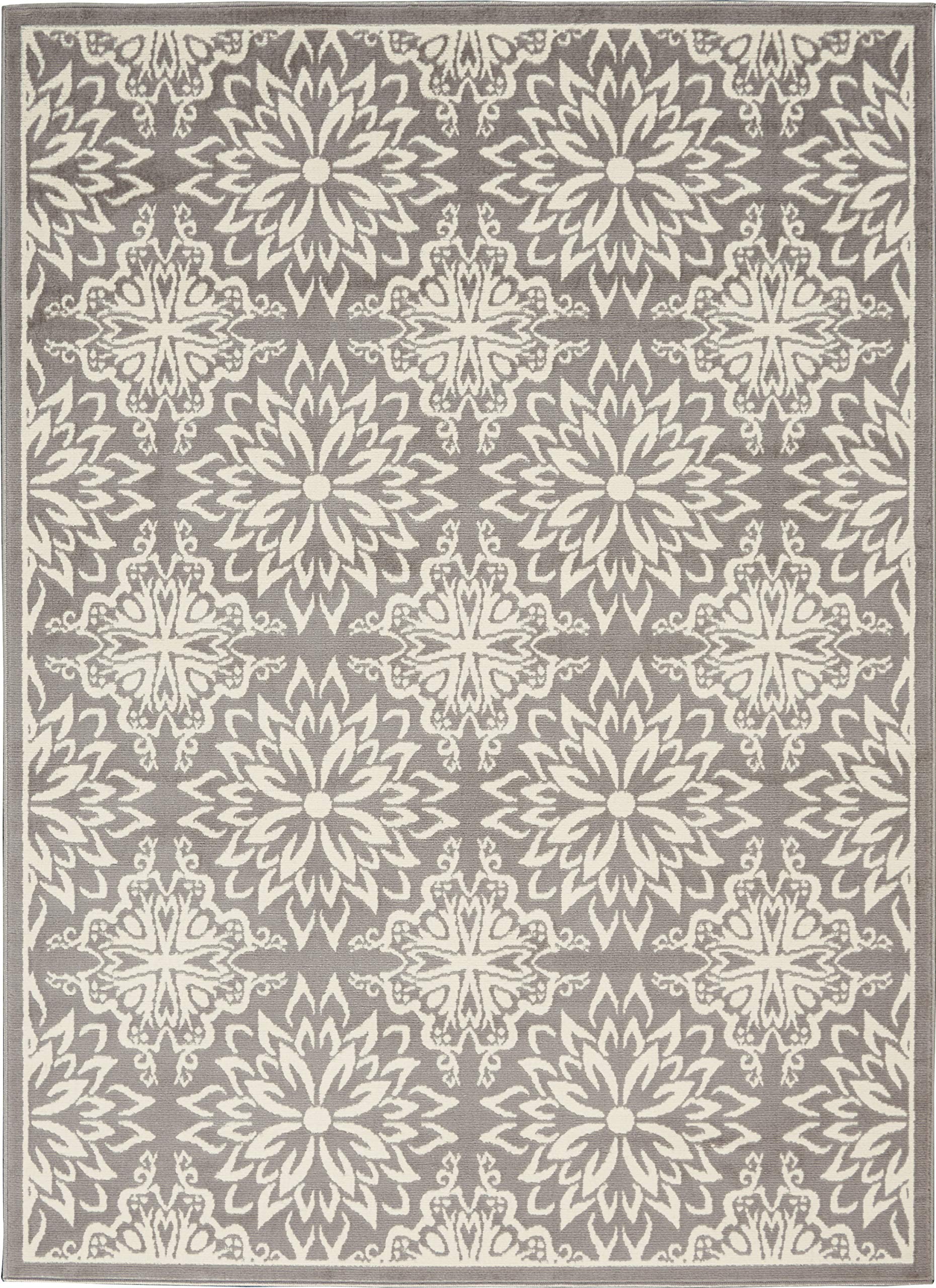 Nourison Jubilant Floral Ivory/Grey 6' x 9' Area Rug - Easy Cleaning, Non-Shedding, Stain Resistant for Bedroom, Living Room, Dining Room & Kitchen | Perfect for Home Decor, Family Gatherings & Pet-Friendly Spaces (6x9)