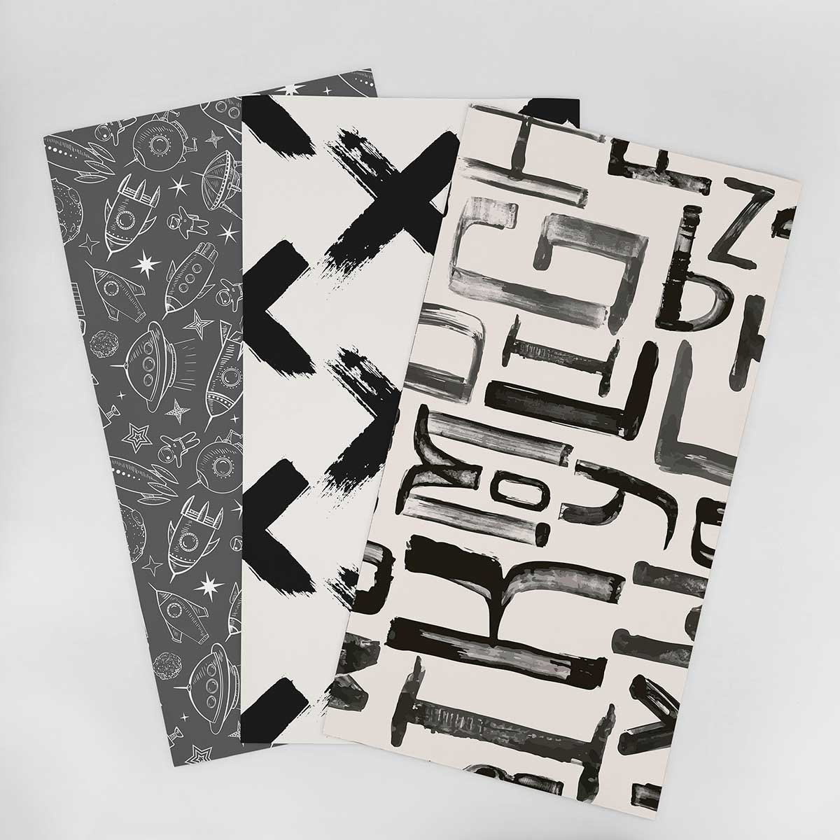 Black and White Kids Wallpaper Sample - Gray & Neutral Tones 003 | Nursery, Bedroom & Playroom Decor