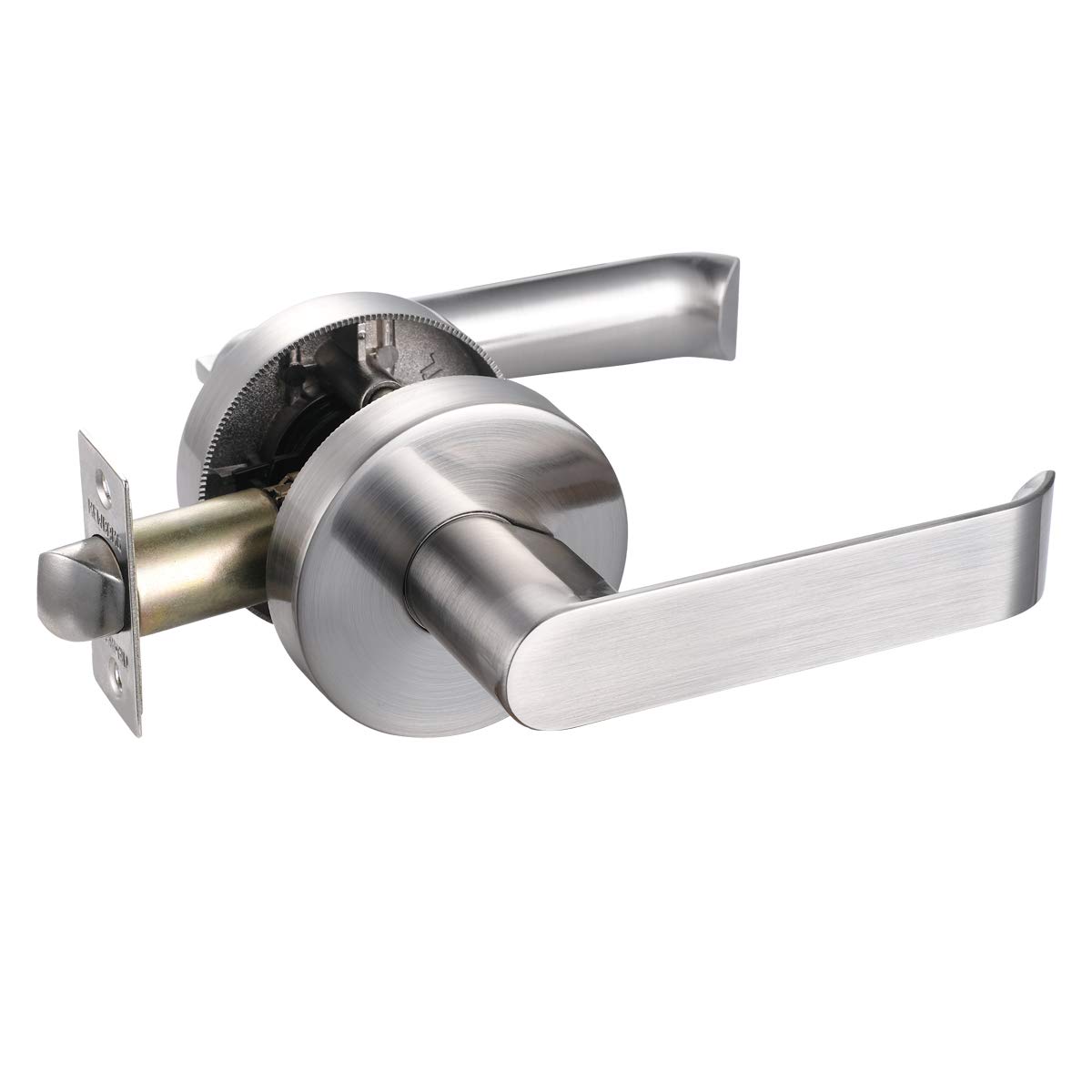 Heavy Duty Satin Nickel Lever Handle Lock for Hall & Closet Doors - Non-Locking Passage Door Hardware (HTL02) - Perfect for Bedrooms, Bathrooms & Interior Doors