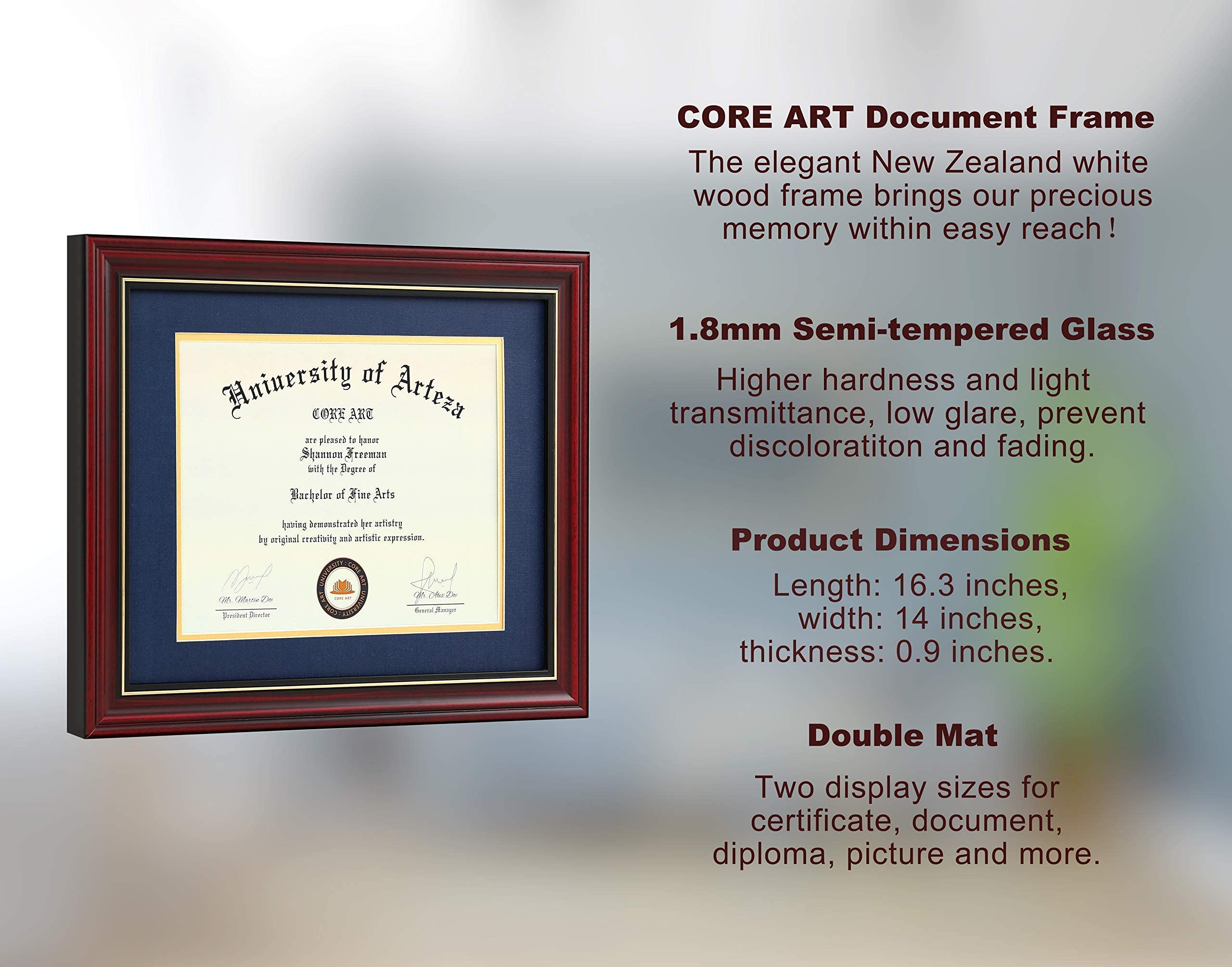 Premium Cherry & Chocolate Diploma Frames with Blue Gold & Black Gold Mats - Set of 2 for Graduation, Office Decor & Wall Display