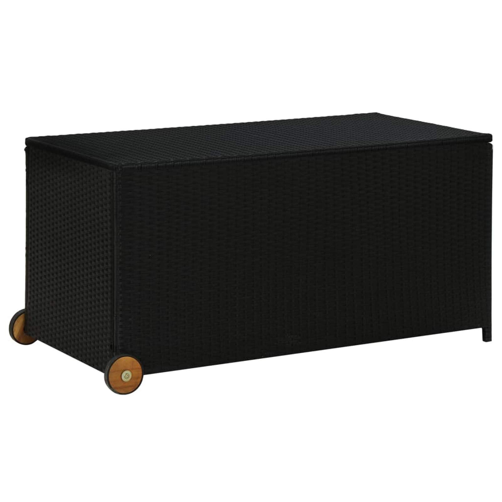 Festnight Waterproof Deck Box with Wheels - Outdoor Storage Cabinet for Patio Furniture, Garden Cushion Organizer in Black Poly Rattan | Perfect for Backyard, Poolside & Deck Storage