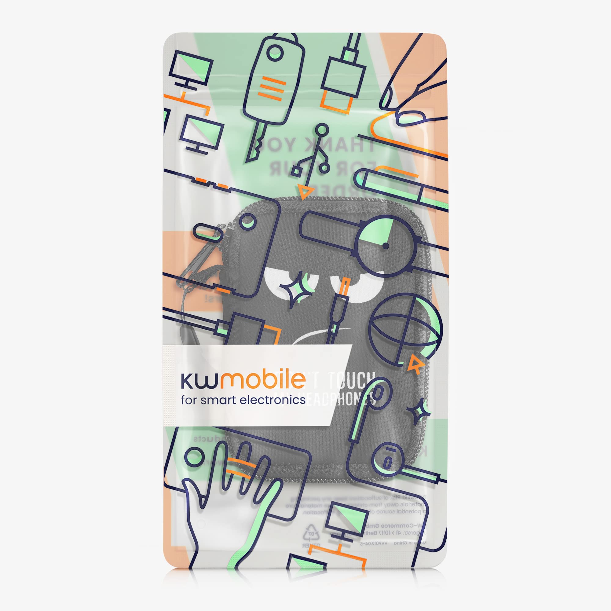 kwmobile Neoprene Protective Case for in-Ear Headphones - 2.3 x 3.5 inch (6 x 9 cm) Zippered Storage Pouch - Keep Your Headphones Safe and Organized - Perfect for Travel, Gym & Daily Use