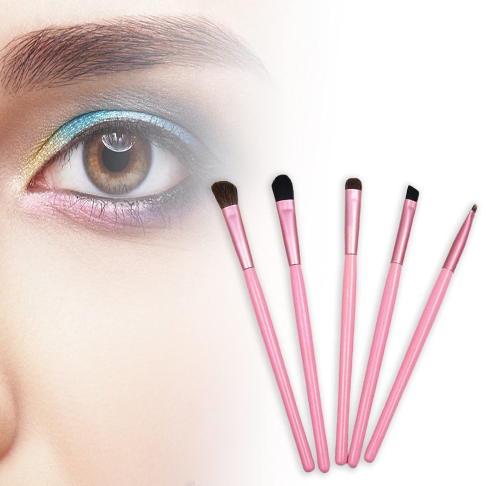 Professional 5-Piece Makeup Brush Set - Soft Bristles, Aluminum Tube Handle for Eyeshadow & Eyeliner | Portable Travel Beauty Kit (Purple) | Perfect for On-the-Go Makeup Application & Touch-Ups