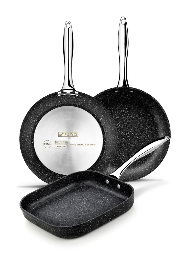 Premium Braisogona Monix Mineral Forged Aluminum Non-Stick Flat Grill Pan - 24cm (9.5 Inch) Heavy Duty Cookware for Indoor & Outdoor Grilling, BBQ, Steak, Pancakes, and Breakfast Cooking