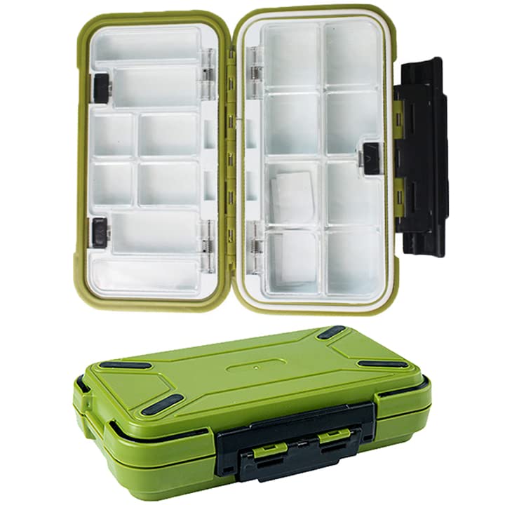 **Waterproof Adjustable 16-Cell Fishing Tackle Box with Dividers - Multifunctional Bait Storage for Lures, Hooks & Small Fishing Accessories (Green) - Perfect for Freshwater, Saltwater & Ice Fishing Trips**