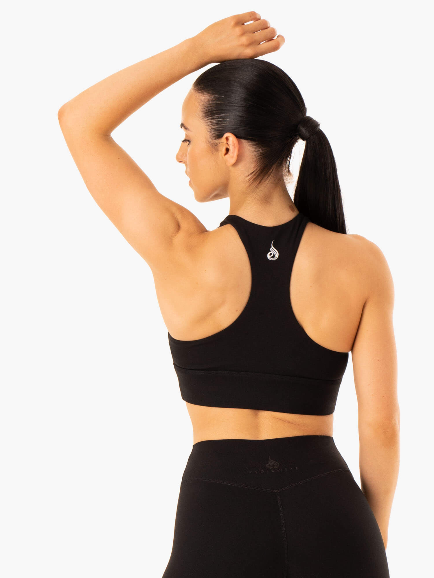 Replay Cut Out Sports Bra for Women - High Support Workout Top - Black - Perfect for Yoga, Running & Gym