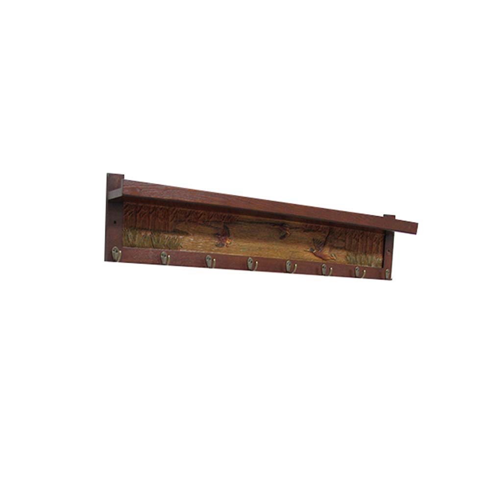 **Damian Rustic Wood Wall-Mounted Coat Rack with Shelf - 5 Vintage Metal Hooks, Farmhouse Entryway Storage Organizer for Hats, Keys & Decor (Size: 95x122cm) - Perfect for Hallway, Mudroom & Bedroom**
