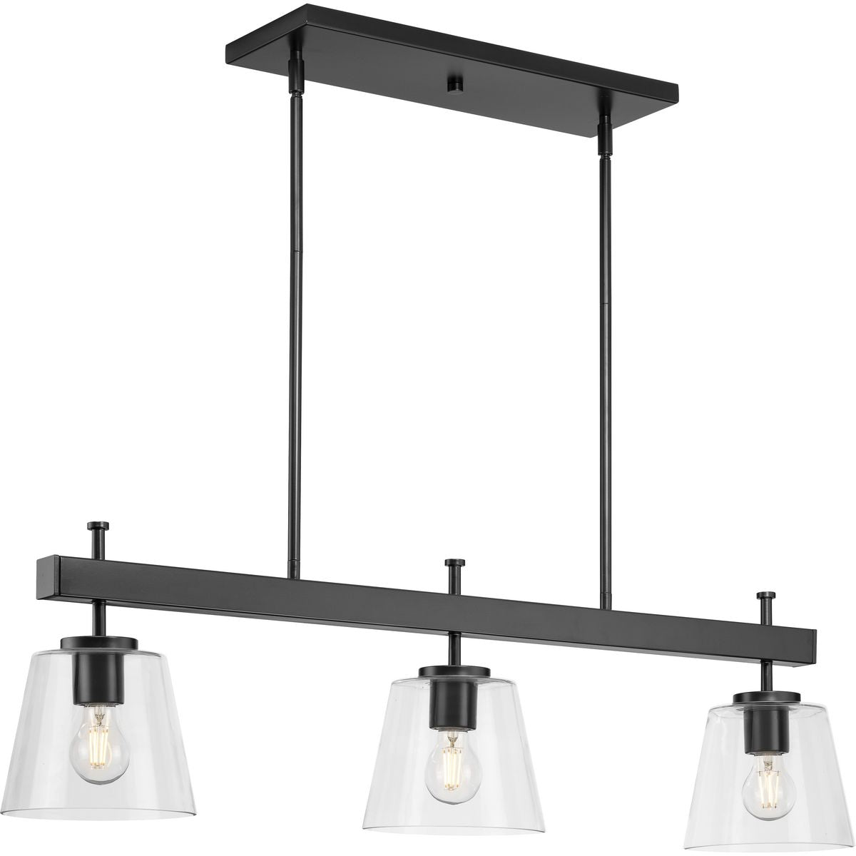 Saffert Collection 3-Light Clear Glass Linear Island Chandelier - Modern Kitchen Pendant Lighting for Dining Room, Bar Counter & Farmhouse Decor
