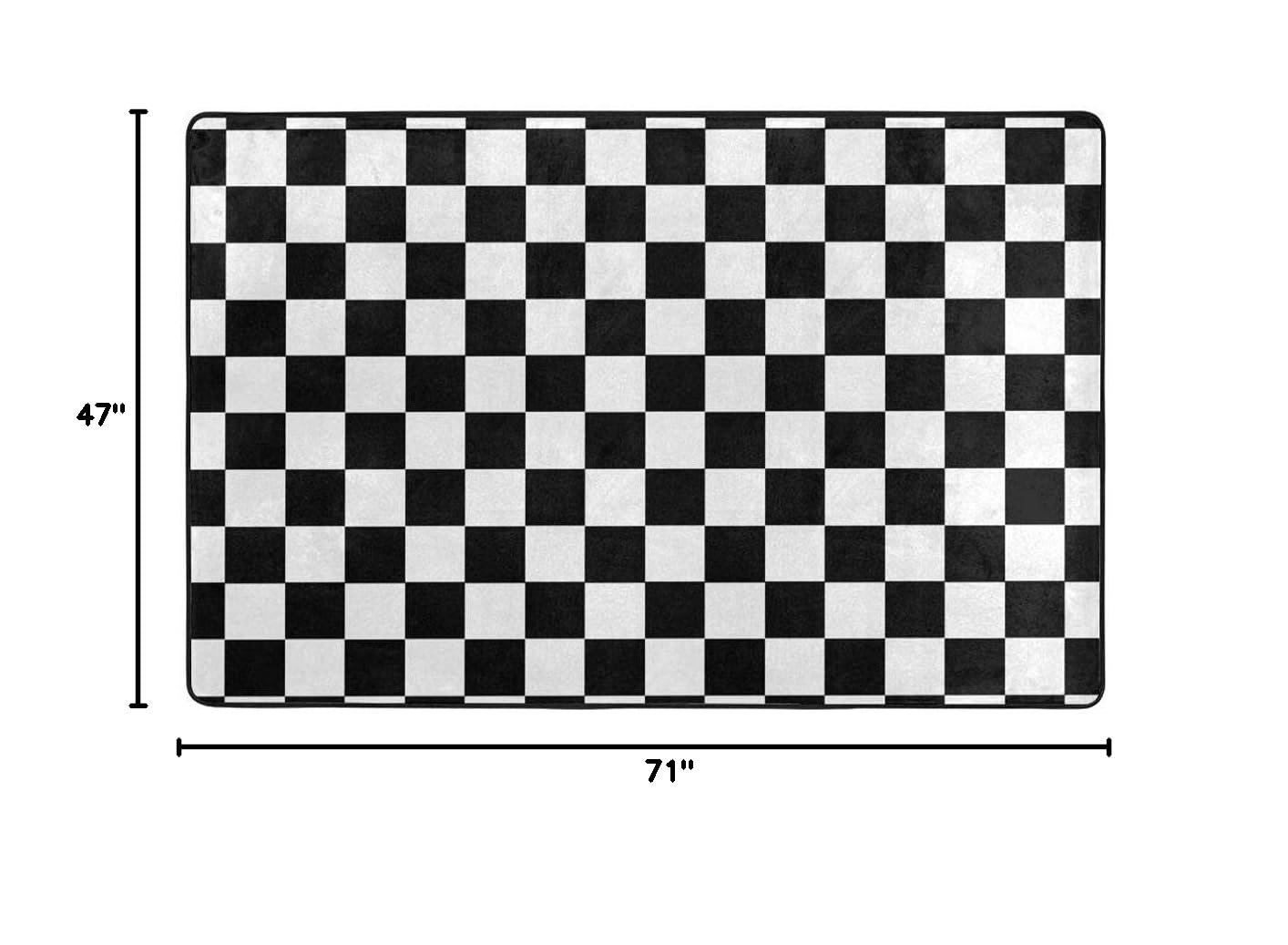 Checkered Flag Racing Area Rug - Black & White Grid Soft Washable Carpet with Non-Slip Backing | 6ft x 4ft Floor Rug for Living Room, Bedroom, Kitchen, Dining Room & Home Office | Perfect for Racing Theme Decor, Game Rooms & Man Caves