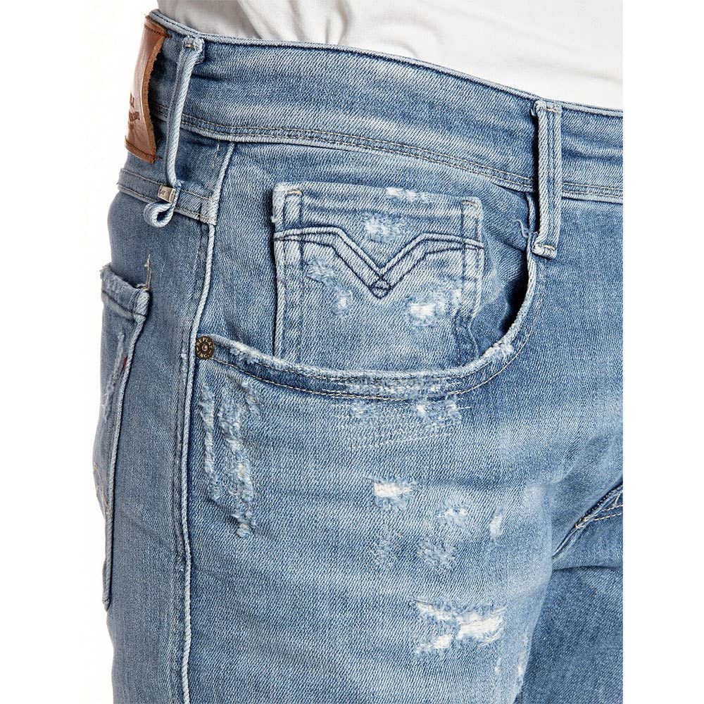 Replay Anbass Vintage Distressed Men's Jeans - Classic Slim Fit Denim Pants for Casual Wear & Everyday Style