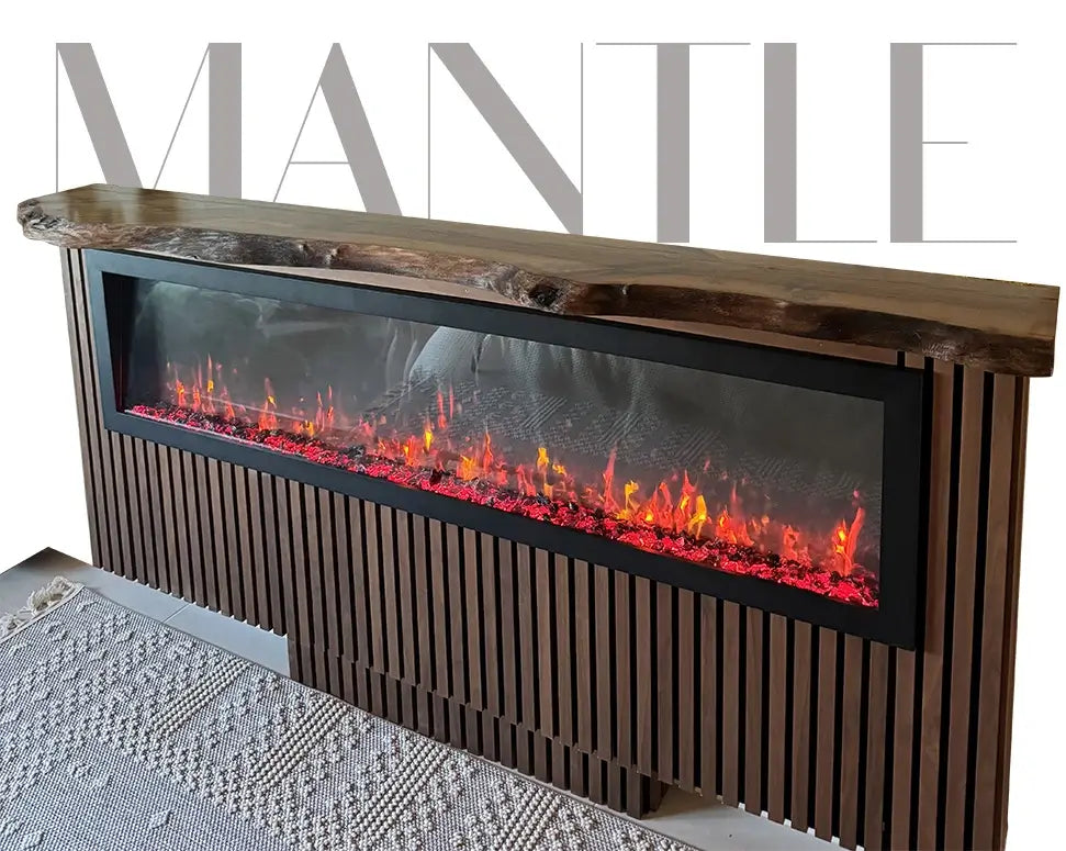 Handcrafted Custom Live Edge Walnut Wood Mantel Shelf - Rustic Fireplace Mantel for Home Decor & Farmhouse Style Living Room