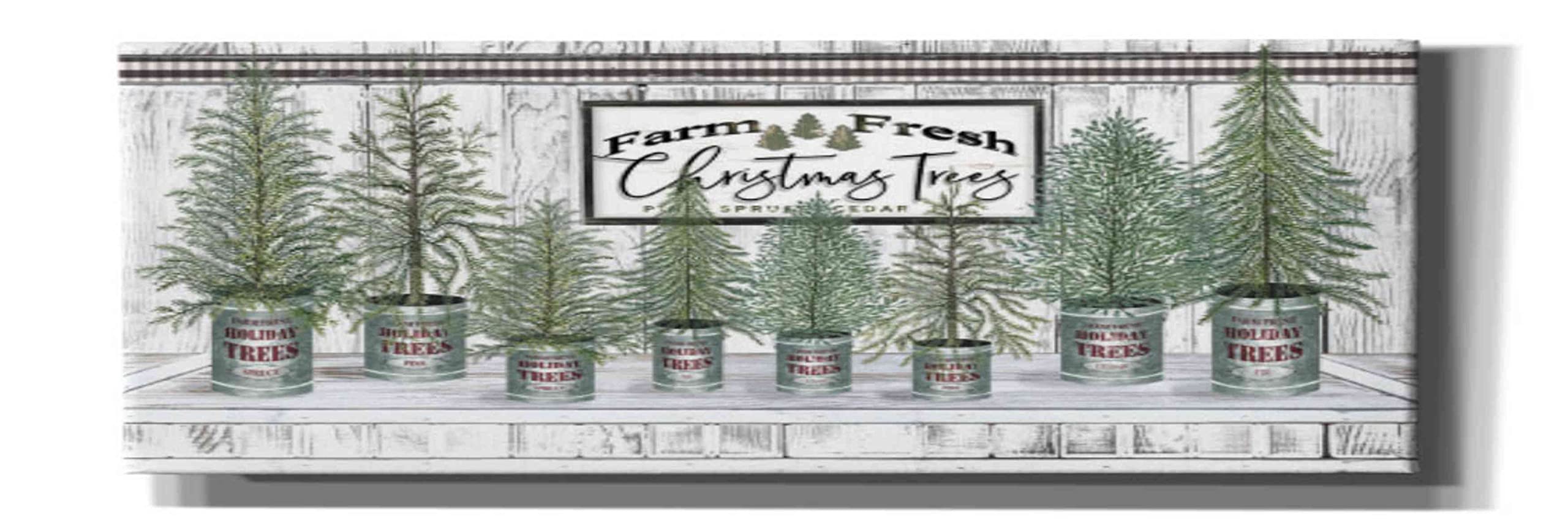 Epic Graffiti 'Galvanized Pots White Christmas Trees I' by Cindy Jacobs - Large 60x20 Inch Canvas Wall Art for Living Room, Bedroom & Office Decor - Modern Christmas Holiday Home Decoration
