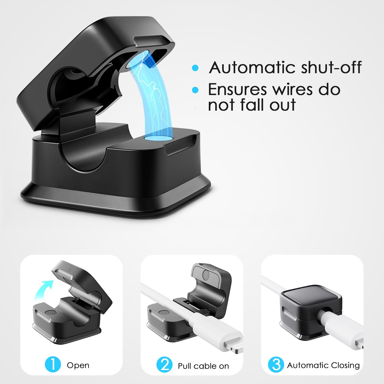 TrustBlai Magnetic Cable Clips - 12 Pack Strong Adhesive Cord Organizer for Phone Charger, Desk & Nightstand - Hide Wires & Keep Appliances Tidy (Perfect for Home, Office & Travel)