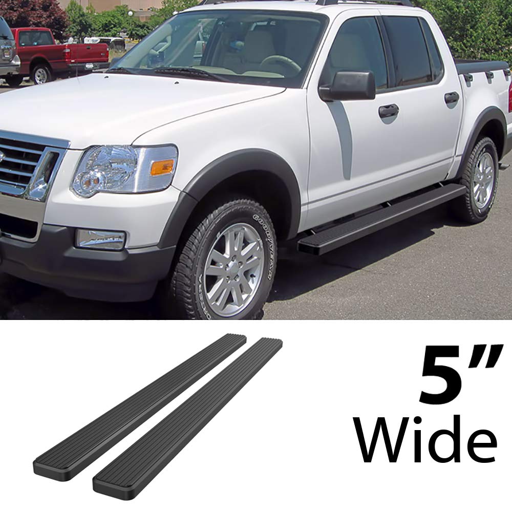 5 Inch Matte Black APS Running Boards for 2007-2010 Ford Explorer Sport Trac Crew Cab - Durable Nerf Bars & Side Steps for Easy Truck Access | Off-Road & Daily Driving