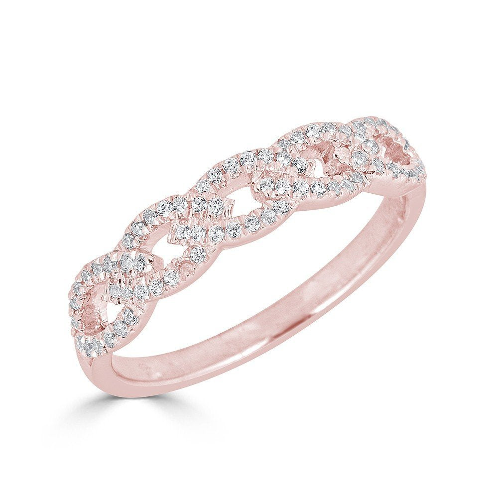 14KT Gold 1/5 CTW Marquise Diamond Pave Link Band Ring - Elegant Wedding Band, Anniversary Gift for Her, Perfect for Special Occasions & Everyday Luxury