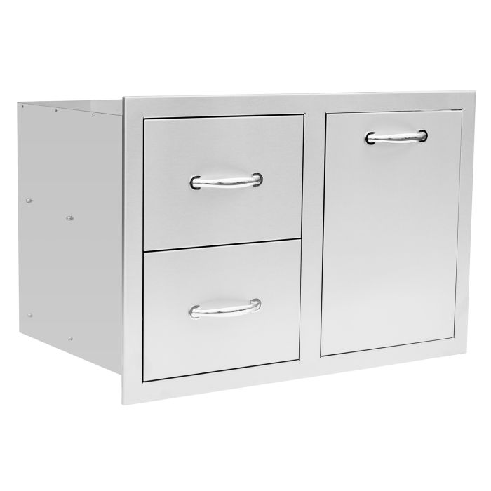 Summerset SSDC2 33LP 2-Drawer Cabinet with Vented LP Tank Storage - Outdoor Kitchen Island Organizer for Grilling Accessories & Propane Tanks