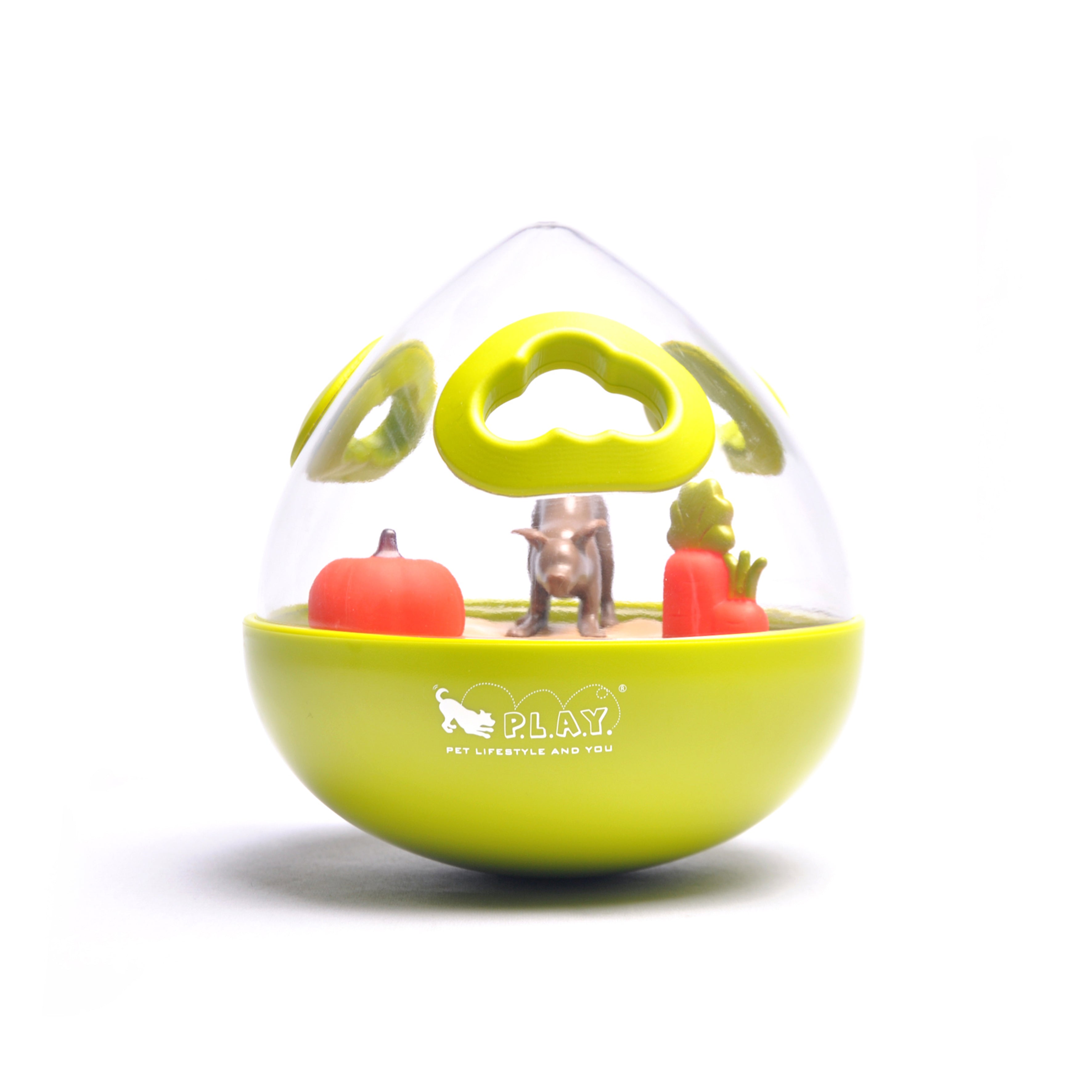 Interactive Wobble Ball Dog Toy with Treat Dispenser - Green | Pet P.L.A.Y. - Fun Puzzle Game for Dogs to Stimulate Mental & Physical Activity