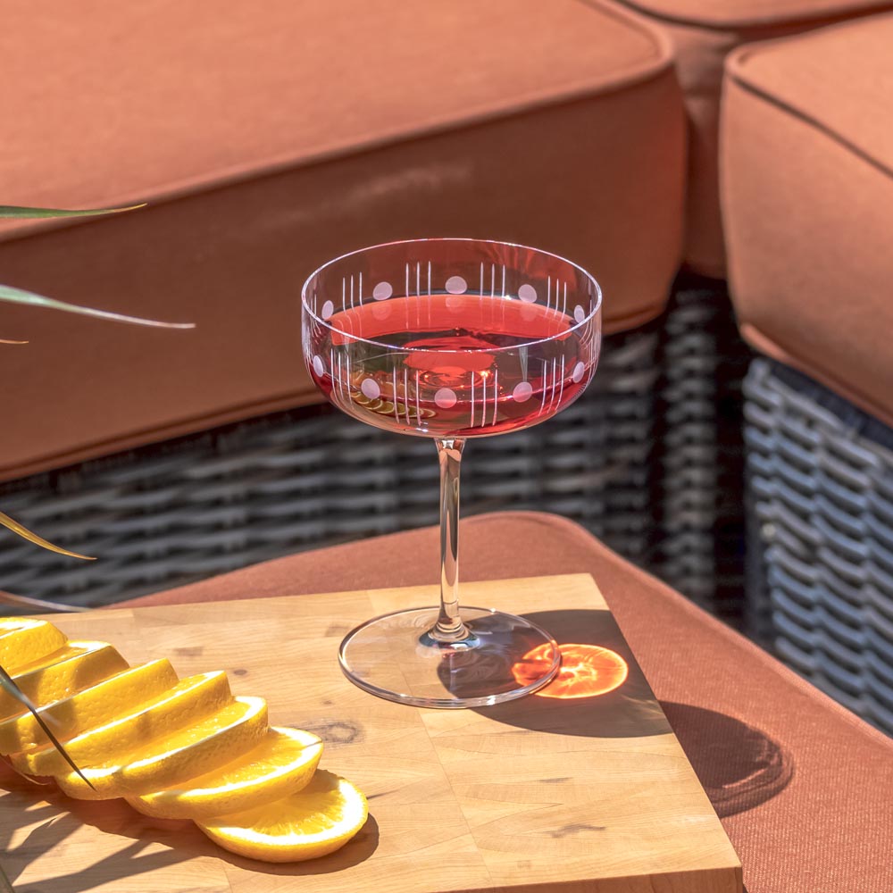 Vintage Mid Century Modern 10.25oz Coupe Cocktail Glasses - Set of 2 Elegant Stemware for Martini, Champagne & Dessert - Perfect for Home Bar, Dinner Parties & Romantic Date Nights