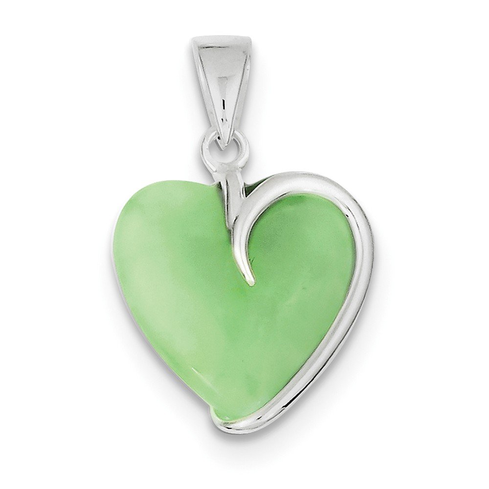 Elegant Sterling Silver Green Jade Heart Pendant Necklace - Perfect Jewelry Gift for Women - Birthday, Anniversary & Valentine's Day Present - Ideal for Romantic Occasions & Special Moments
