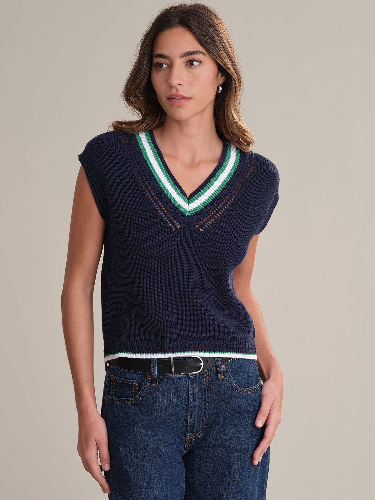 Wendy: Women's Varsity V-Neck Sweater Vest - Cozy & Stylish for School, Work & Casual Outfits