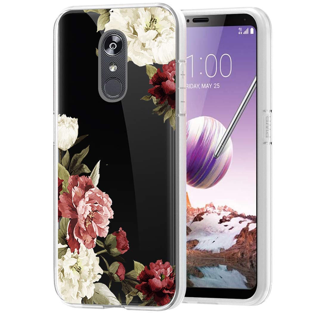 Cute Clear Slim Flower Pattern Soft TPU Protective Phone Case for LG Stylo 4/Plus & Q Stylus - Shockproof Flexible Cover for Women & Girls (Blossom Design) - Perfect for Daily Use, Work & School