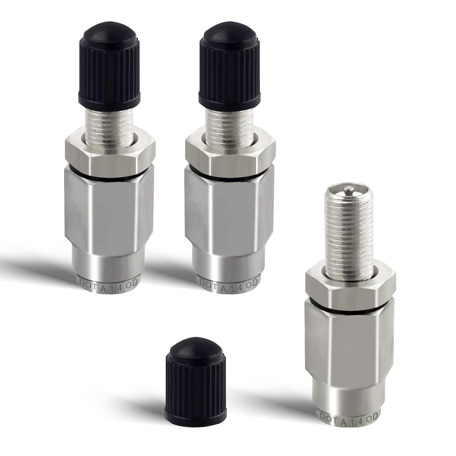 3 Pack ASYH Air Inflation Schrader Valve with Push to Connect Button - 1/4
