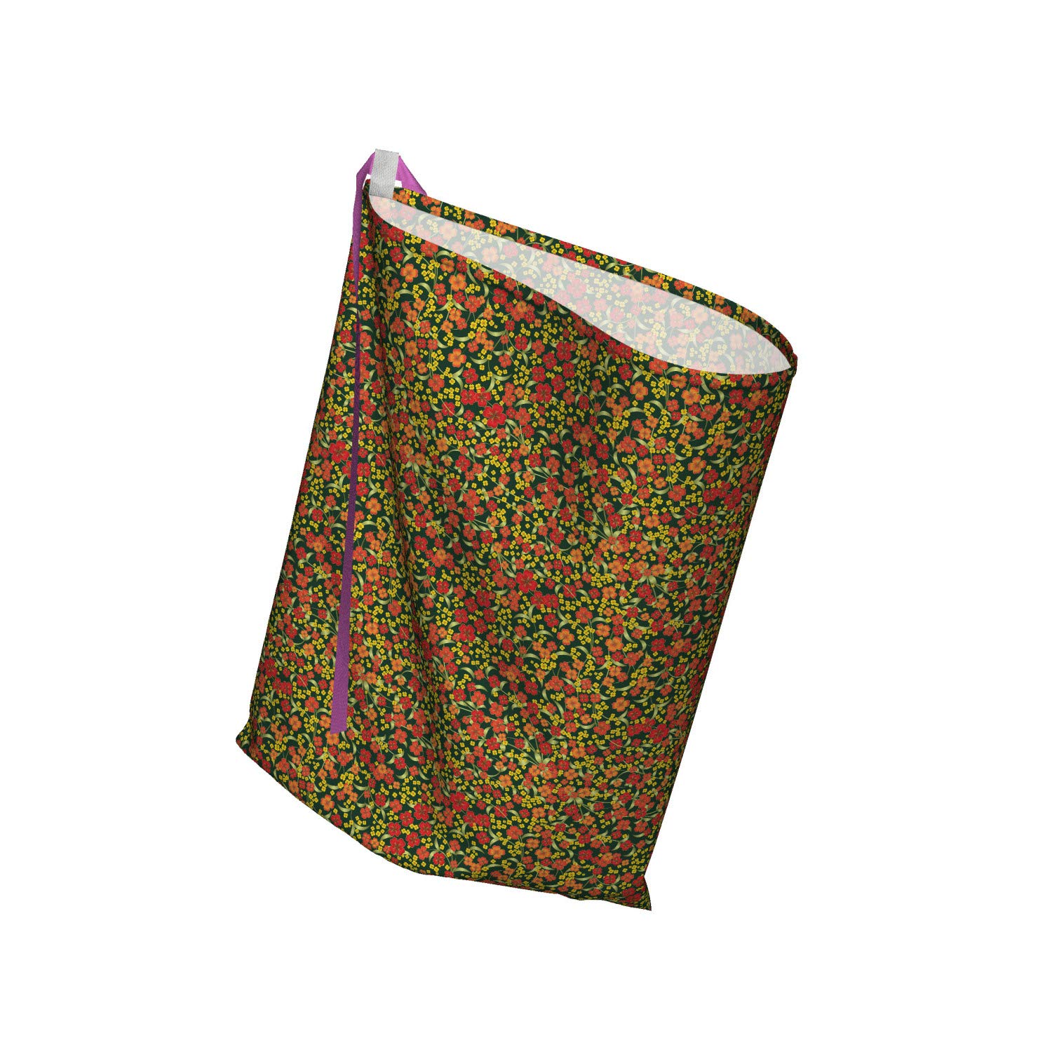 Ambesonne Floral Gift Bags for Parties - Spring Botanical Print Fabric Pouches with 3 Ribbons, 27