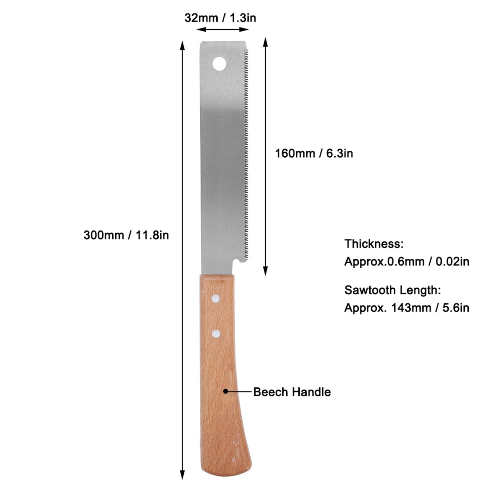 12 Inch Wooden Handle Hand Saw - Razor Teeth Flush Cutting Pull Saw for Woodworking, Trim, Door Jamb & Finish Cuts | Perfect for DIY Projects, Carpentry & Home Improvement