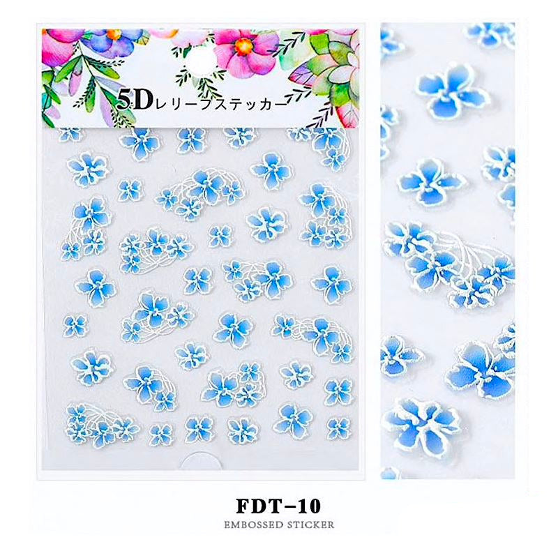 5D Embossed Flower Nail Art Stickers - DIY Nail Decals for Women, Self-Adhesive Nail Stickers for Gel & Acrylic Nails - Perfect for Parties, Weddings, and Special Occasions