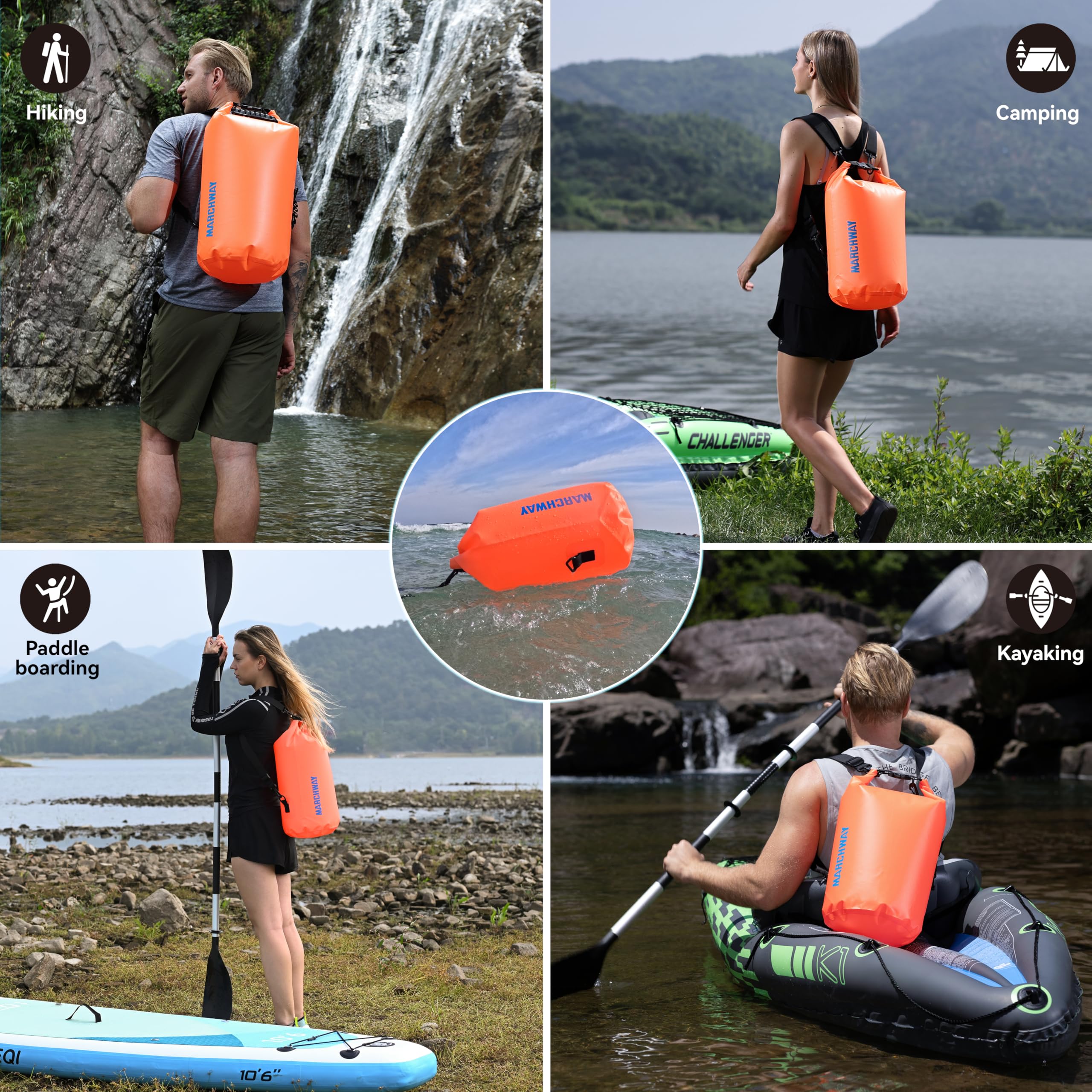 Waterproof Dry Bag Backpack 5L 10L 20L 30L 40L - Floating Roll Top Sack for Kayaking, Rafting, Boating, Swimming | Camping, Hiking, Beach & Fishing Gear Protection | Keep Essentials Dry for Outdoor Adventures