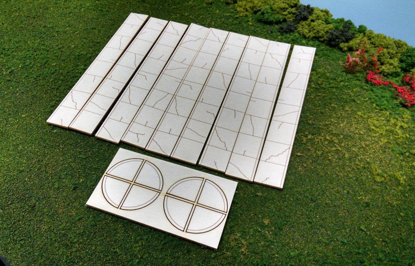 HO Scale Laser Cut Aged Sidewalk Kit - 340 Scale Feet Realistic Model Train Scenery for Urban Layouts & Dioramas