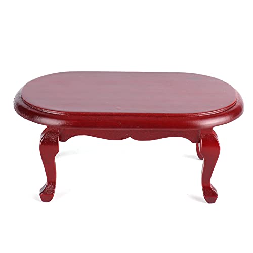 1/12 Scale Dollhouse Miniature Tea Table & Coffee Table - Mahogany Wood Kids Pretend Play Toy for Dollhouse Decoration Accessories - Perfect for Tea Parties, Living Room Displays & Miniature Room Settings