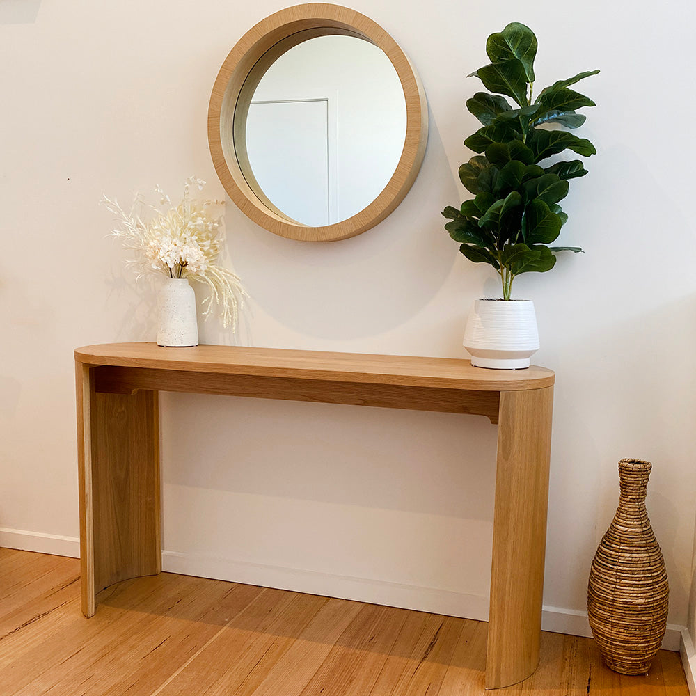 ZANA 140cm Natural Oak Wood Console Table - Entryway Hallway Sofa Table for Home Decor & Storage