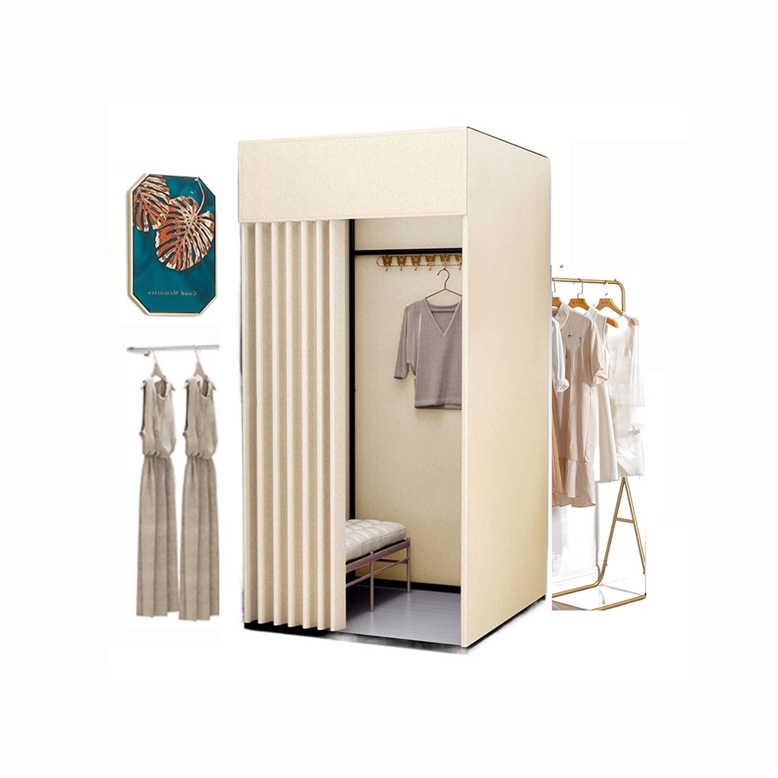 Portable Changing Room Divider with Shade, Rail & Hook - 100x200cm Privacy Partition Curtain for Clothing Store, Office, Theater & Tailor Shop (Color: White) | Perfect for Fitting Rooms, Dressing Areas & Home Use