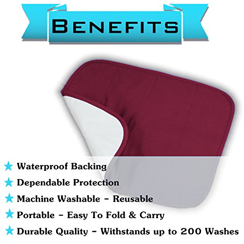 Comfort Finds Baby Changing Pad - Absorbent & Reusable Diaper Changing Mat - Portable Waterproof Toddler Changing Liner (Burgundy) - Perfect for Nursery, Travel & On-the-Go Diaper Changes