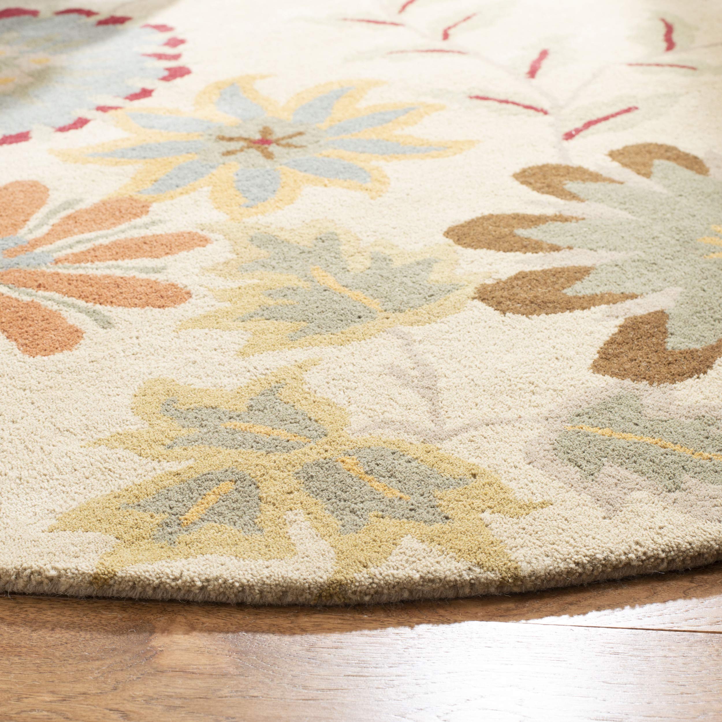 SAFAVIEH Soho Collection 6' Round Ivory/Sage Area Rug - Handmade Premium Wool & Viscose for Living Room, Bedroom & Office Decor (Model SOH702A)