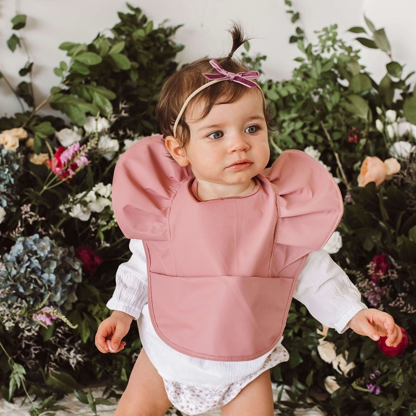 Snuggle Hunny Waterproof Frill Baby Bib - Soft & Absorbent for Messy Meals - Primrose Design - Perfect for Feeding, Weaning & Toddler Mealtime