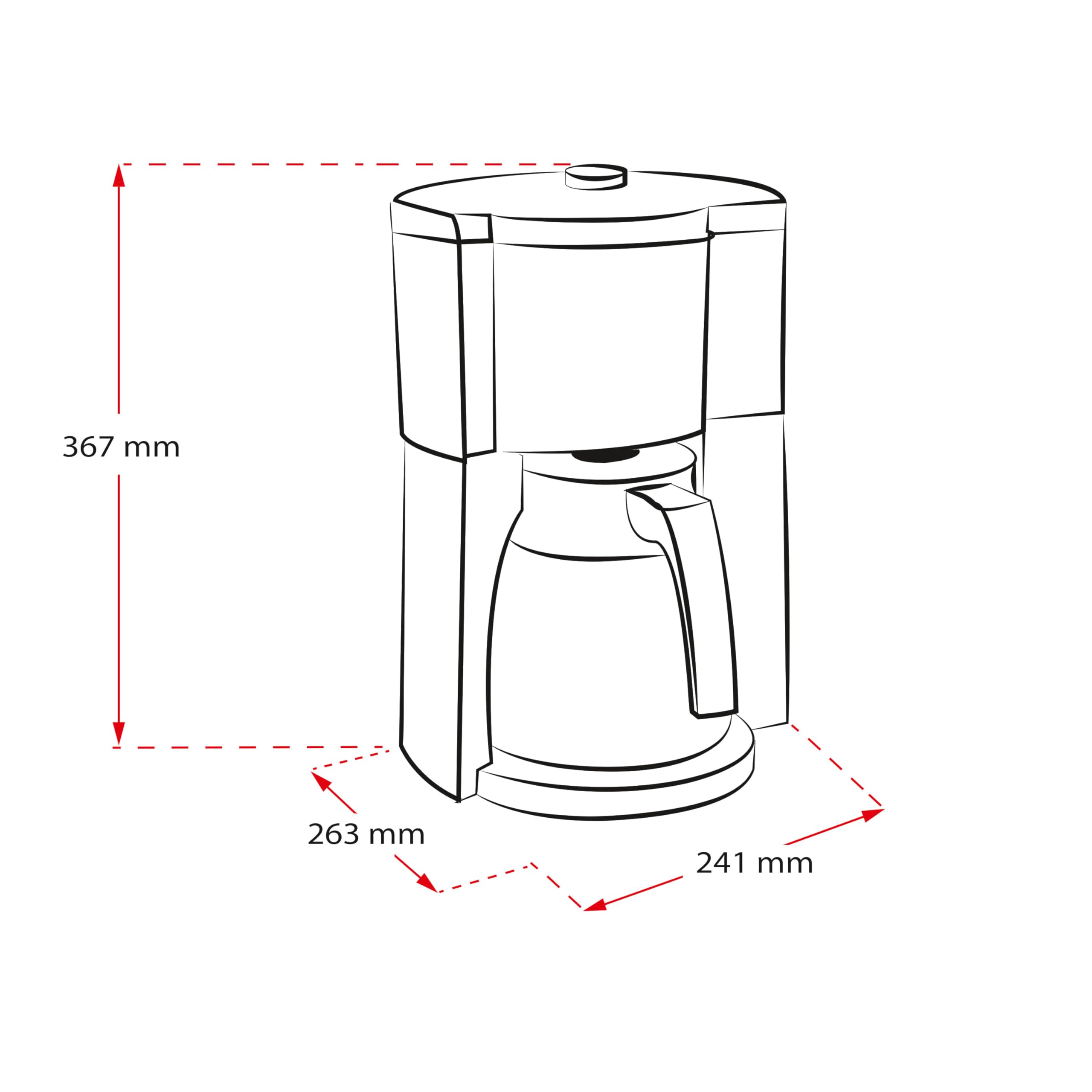 Melitta Look V Timer 1025-18 Drip Coffee Maker with Stainless Steel Carafe - 10 Cup Programmable Coffee Machine with Anti-Calcification Protection - Perfect for Home, Office & Breakfast Brewing (Black)