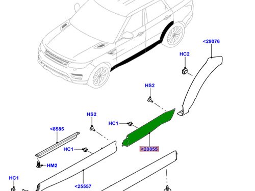 Genuine LR125993 Rear Door Outside Moulding Replacement for Land Rover Range Rover Sport 2014 Left Side - Perfect for Car Body Repair & Restoration