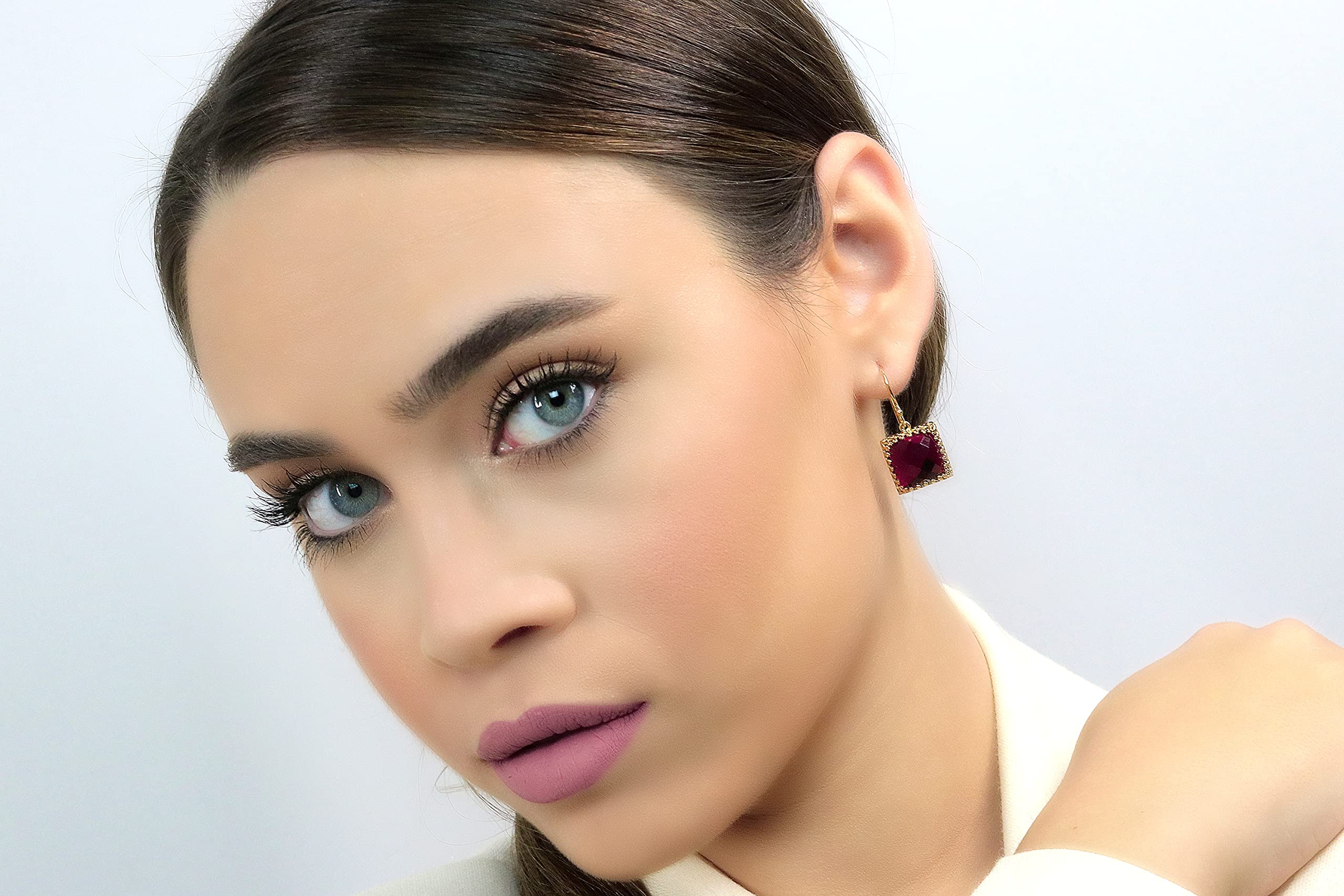 Handmade Garnet Earrings for Women - Square Birthstone Jewelry, Fashion & Gift Earrings - Custom Jewelry for Wedding, Party & Everyday Wear - Comes with Jewelry Box | Perfect for Anniversary Gifts, Date Nights & Special Occasions