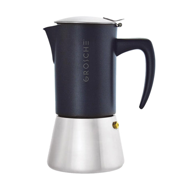 GROSCHE Milano Stovetop Espresso Maker - Stainless Steel Moka Pot for Rich Italian Coffee | Perfect for Home, Office & Camping Use