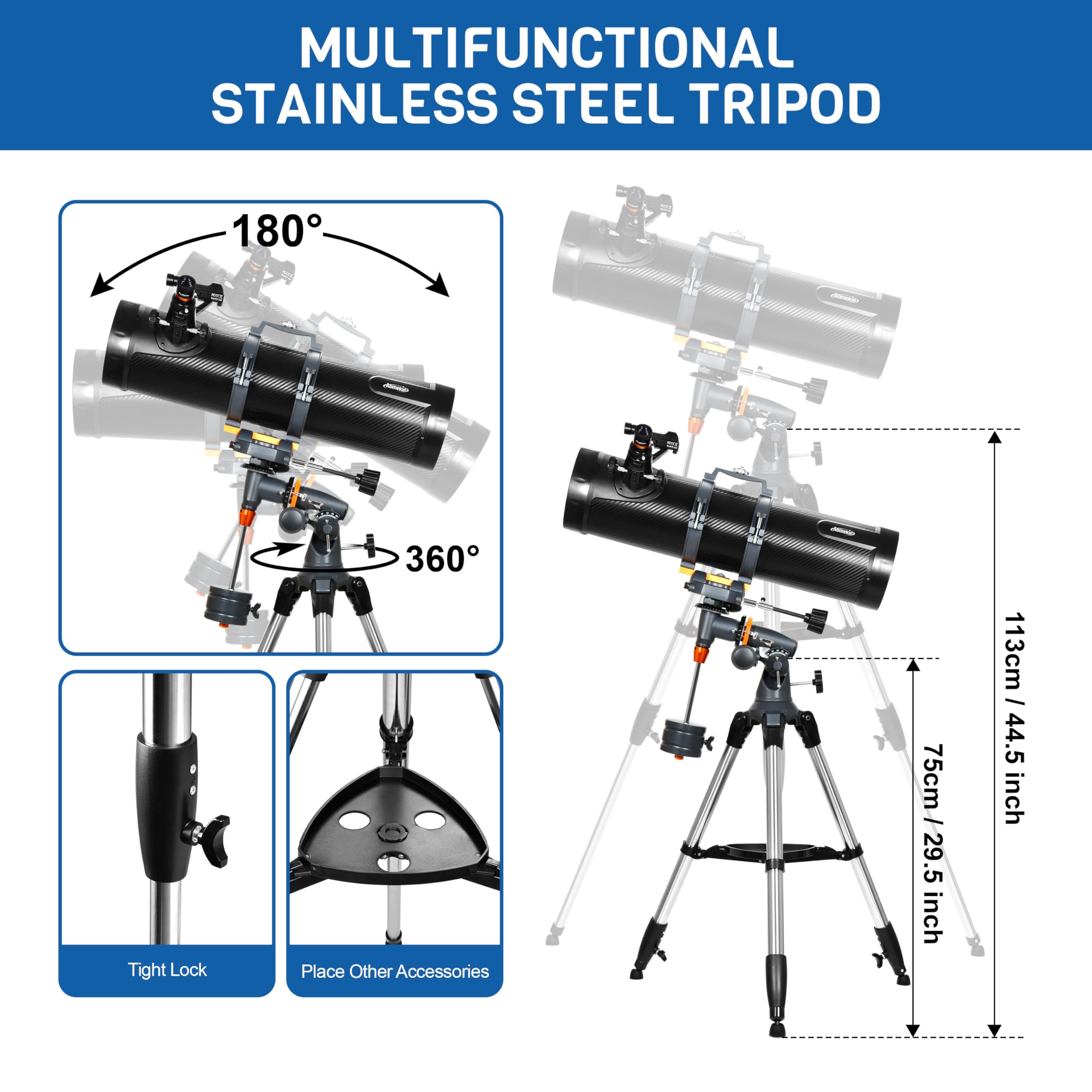 Professional 130EQ Newtonian Reflector Telescope for Adults & Astronomy Beginners - Includes 2 Plossl Eyepieces, Bluetooth Controller, Phone Adapter & Finderscope - Perfect for Stargazing, Moon Observation & Astrophotography