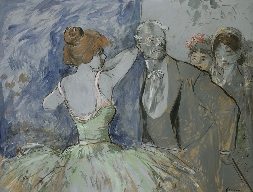 ArtDirect Jean-Louis Forain 24x19 Black Modern Framed Museum Art Print - 'In the Wings' Double Matted Wall Decor for Living Room, Office & Gallery Display