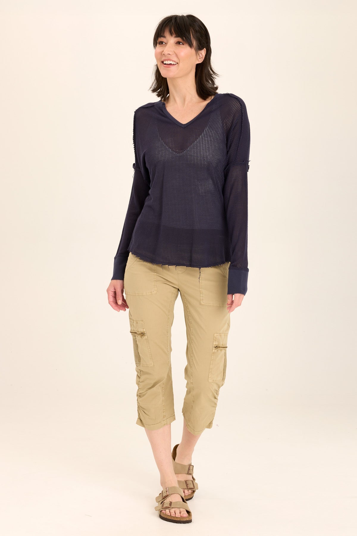 Bullock Mesh V Neck Pullover Women's Lightweight Knit Sweater - Perfect for Casual Wear, Office Outfits & Layering in Fall & Winter